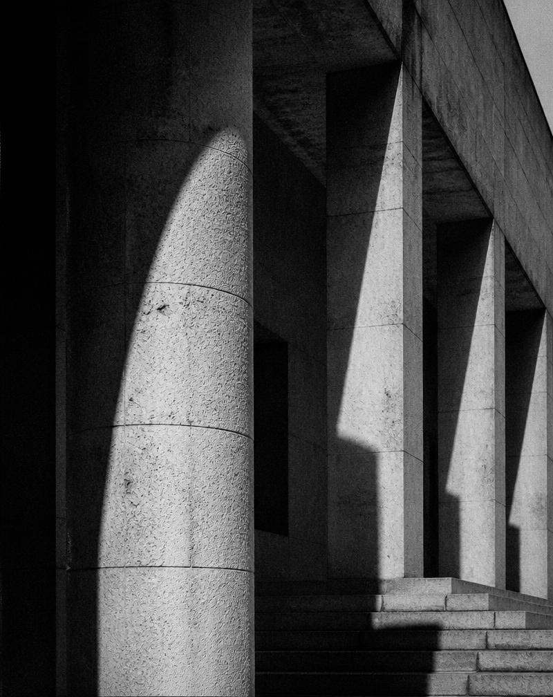 Stone colonnade in strong light